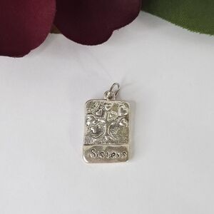 Silver Heart Family Tree SISTERS Pendant or Charm Jewelry Making Heavy Silver